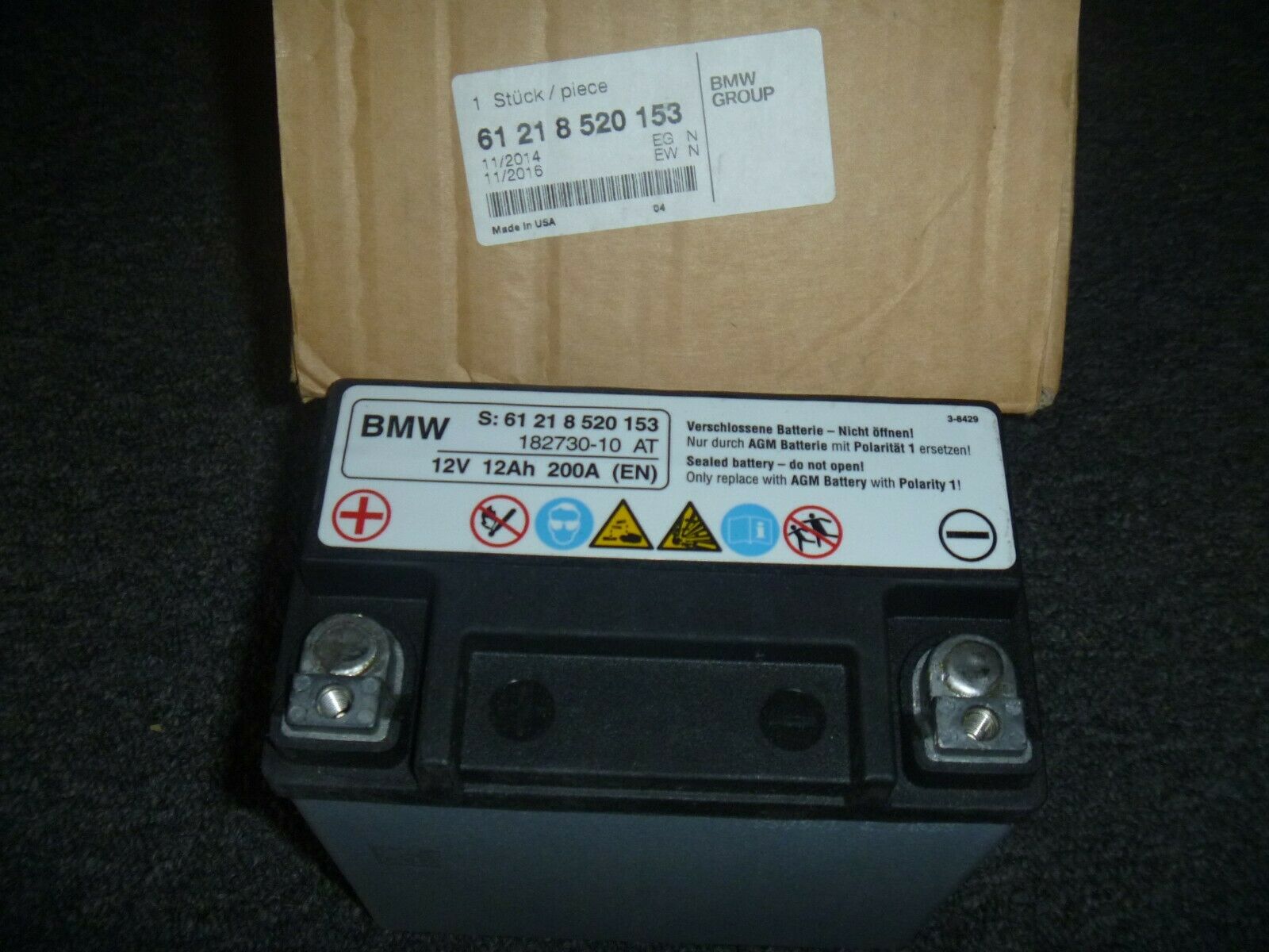  аккумулятор BMW AGM 12v 12Ah 200A / 61 21 8 556 314 / 61 .