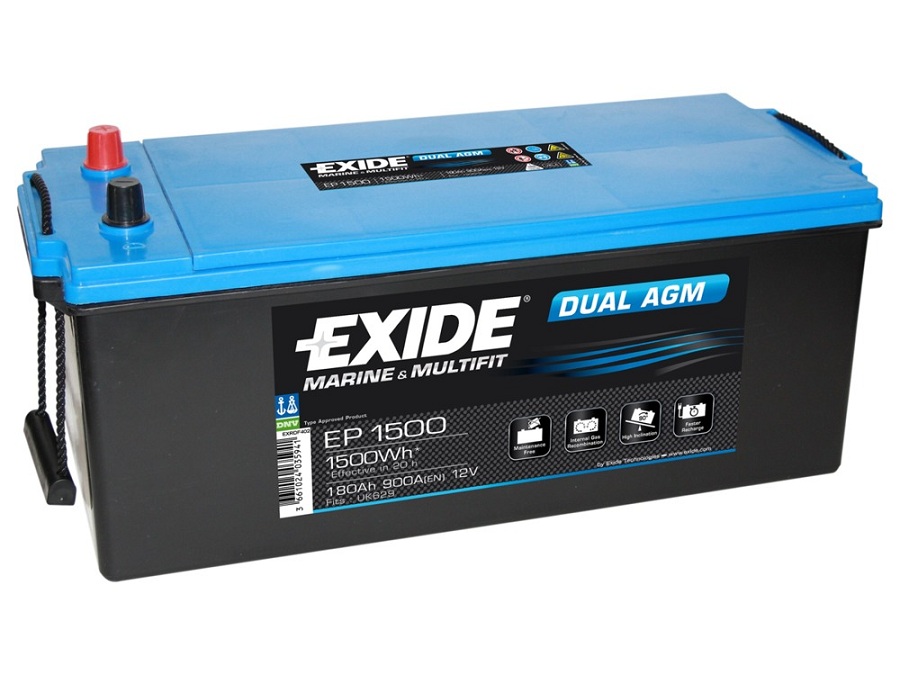 Купить Лодочный аккумулятор EXIDE DUAL AGM EP1500 12v 180Ah 900A